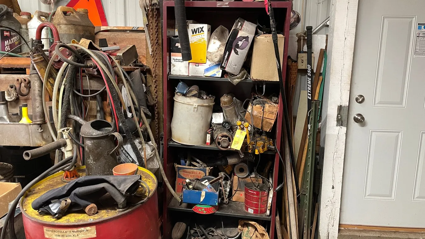 Metal Shelving Unit with Automotive Supplies