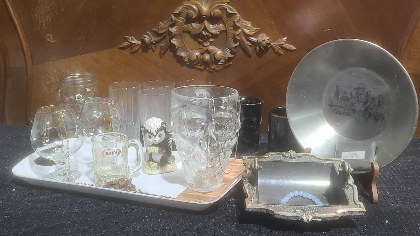 Barware, Yukon Souvenir, and Costume Jewellery Lot