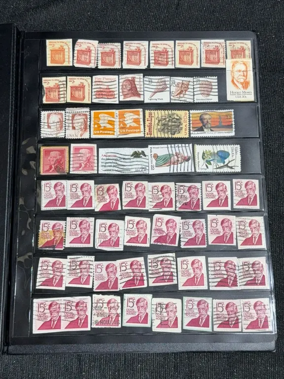 Album With 953 Assorted United States Postage Stamps