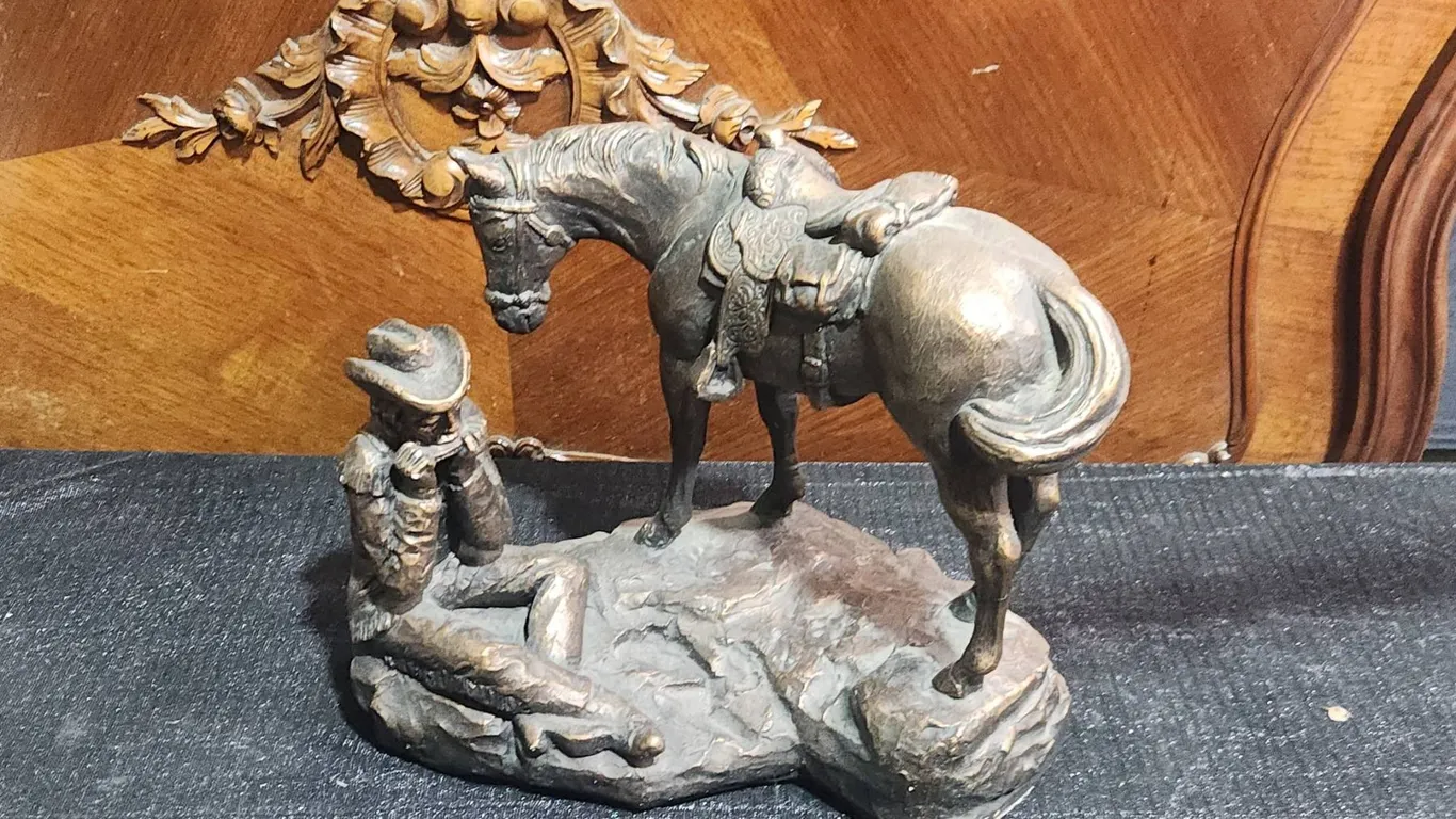 Austin Prod Inc Cowboy and Horse Bronze Finish Sculpture