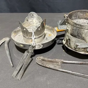 Vintage Metal Charcoal Burner and Tool Set