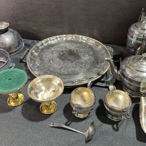 Silver Plate Tea Set, Trays, Bowls, Stands and Flatware Collection