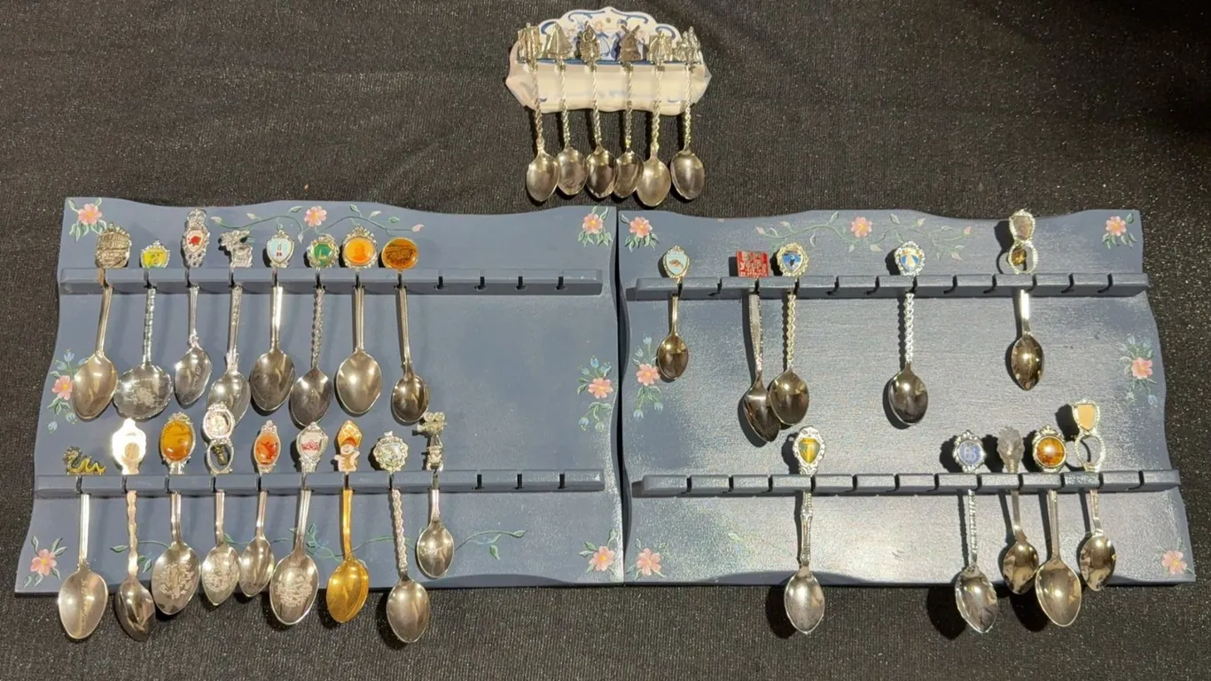 Collectible Souvenir Spoons with Display Racks