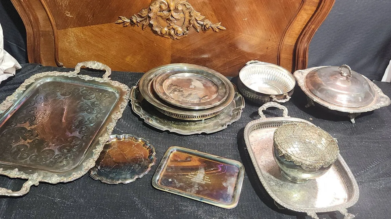 Silver-Plated Serving Trays and Dishes, Various Makers