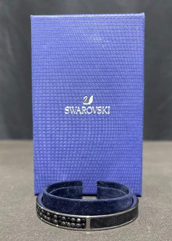 Swarovski Black Crystal Open Cuff Bracelet with Original Box