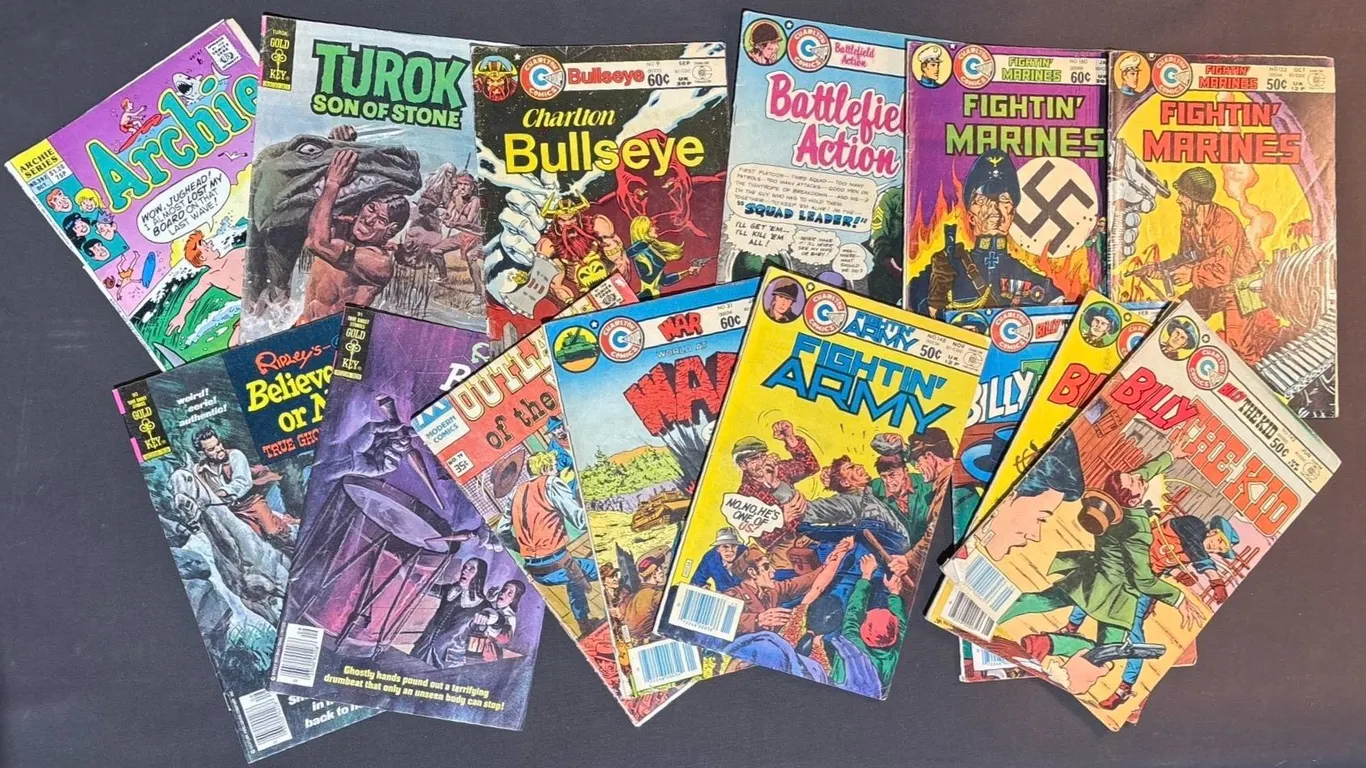 Comic Book Lot Featuring Billy the Kid, Fighting Marines, Archie, Judge, and More