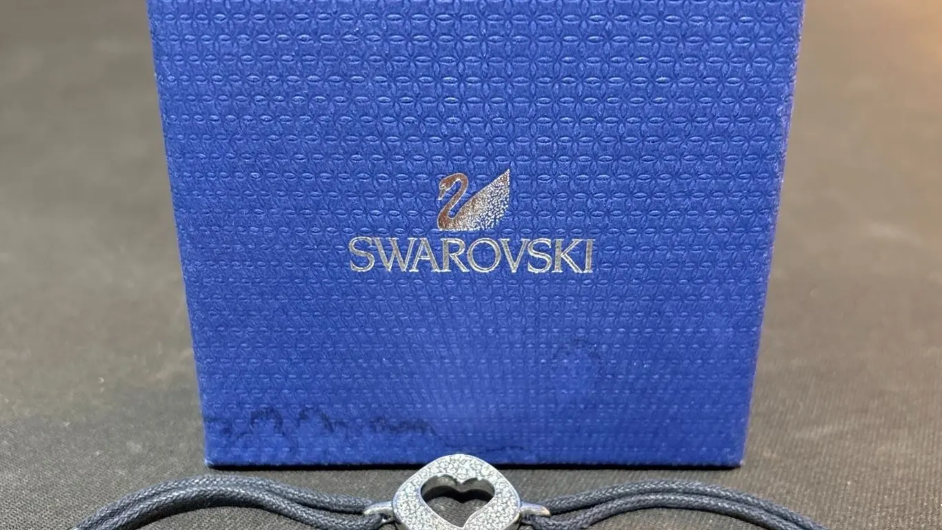 Swarovski Marked Earrings and Heart Bracelet Set with Box
