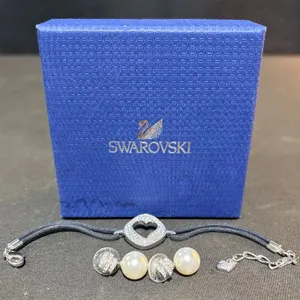 Swarovski Marked Earrings and Heart Bracelet Set with Box