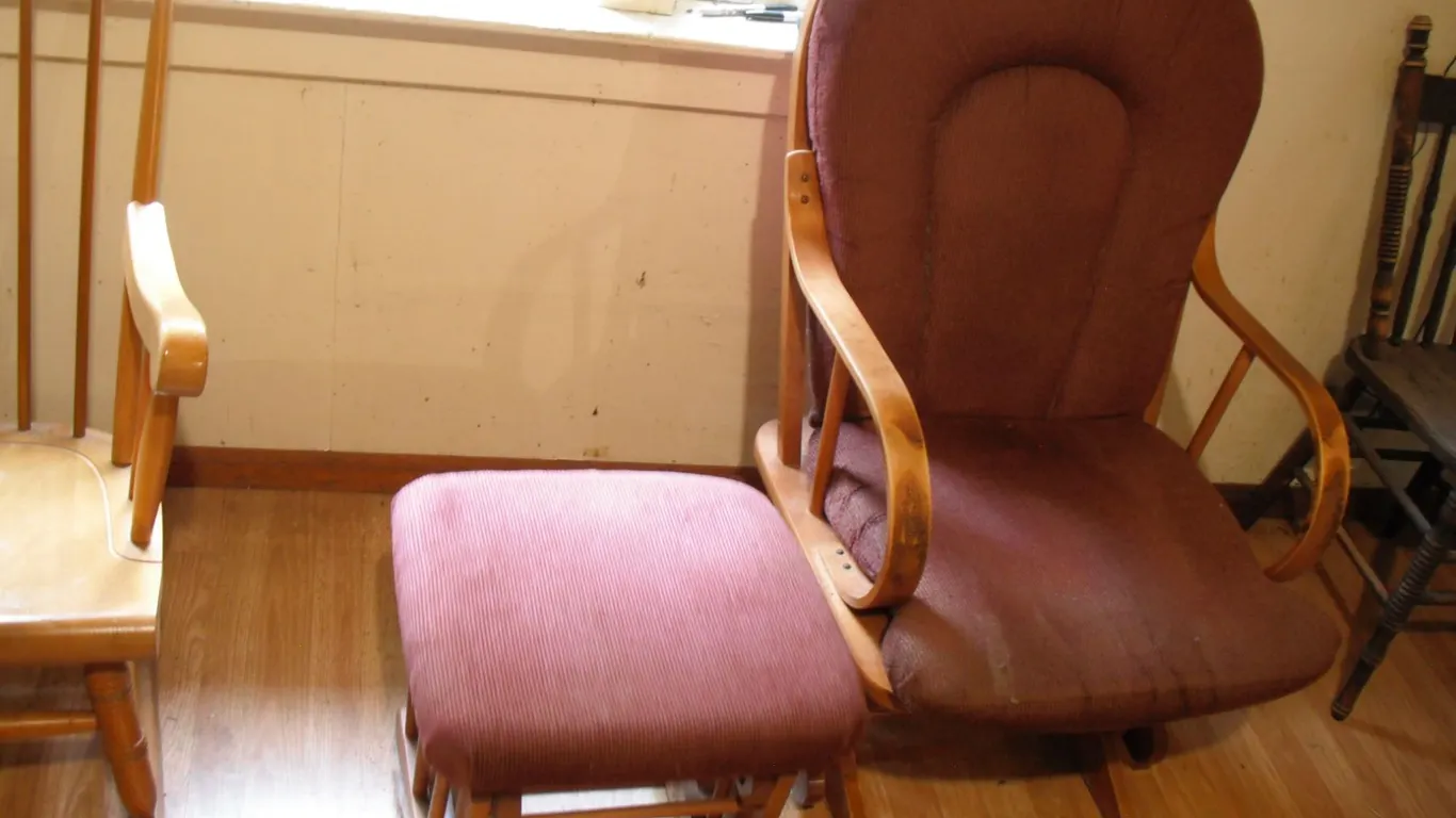 vintage rocking chair and foot rest
