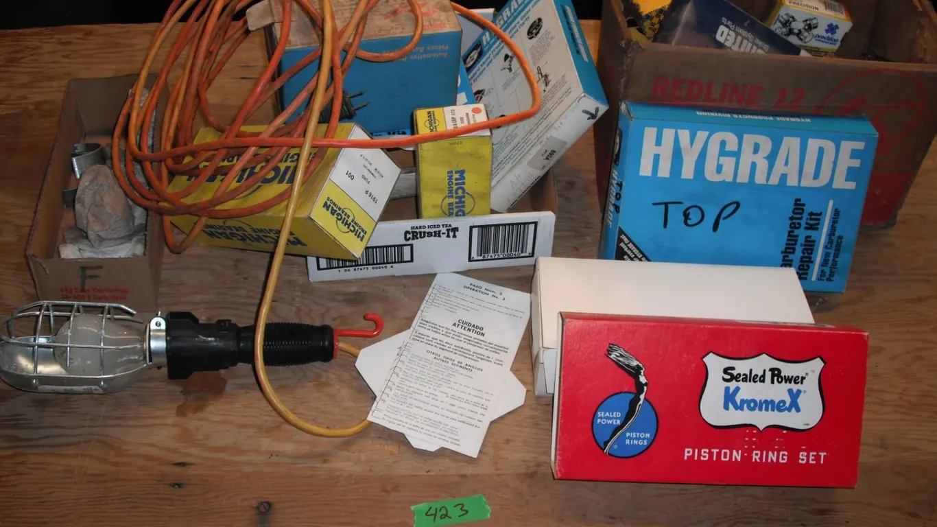 trouble light, repair kits, etc.