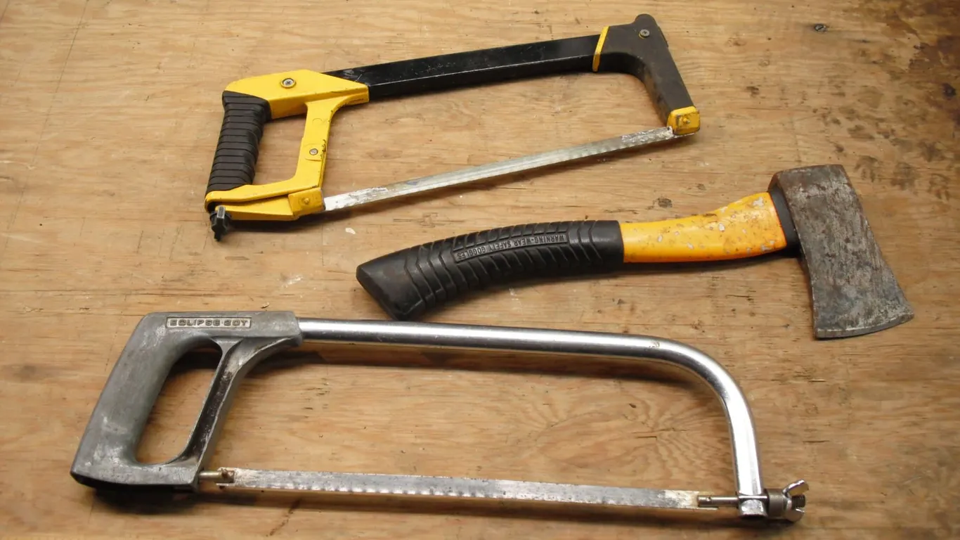 2 saws and hatchet