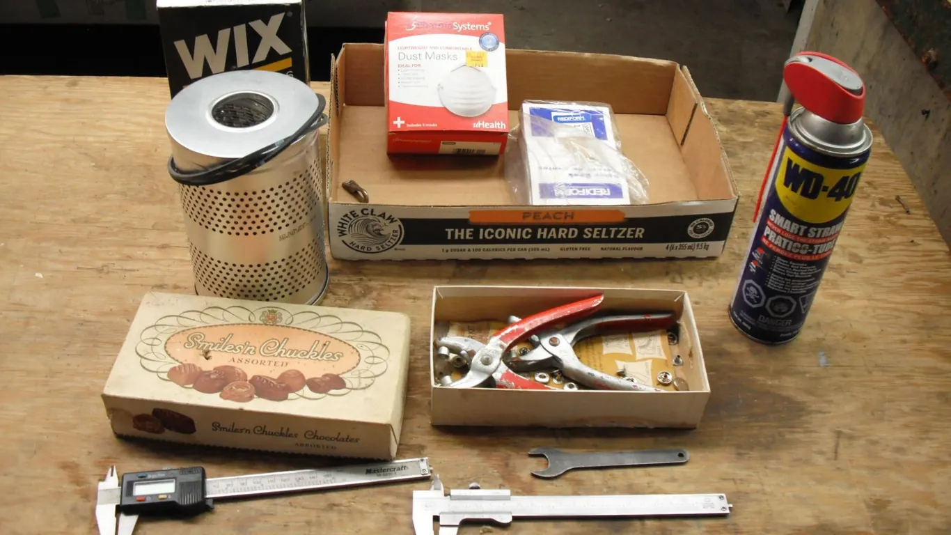 micrometers, filters, snap button kit, etc.