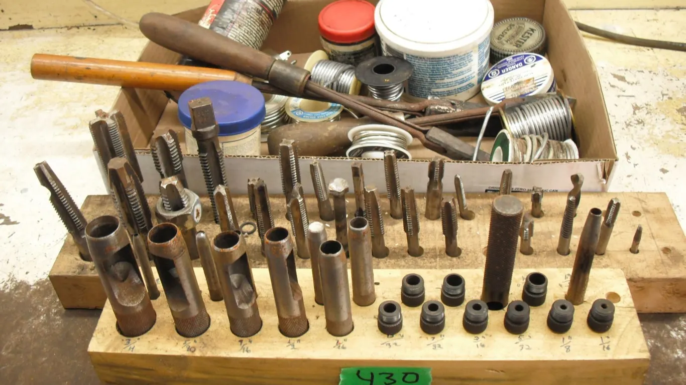 tap & die tools & soldering irons w/ wire & flux