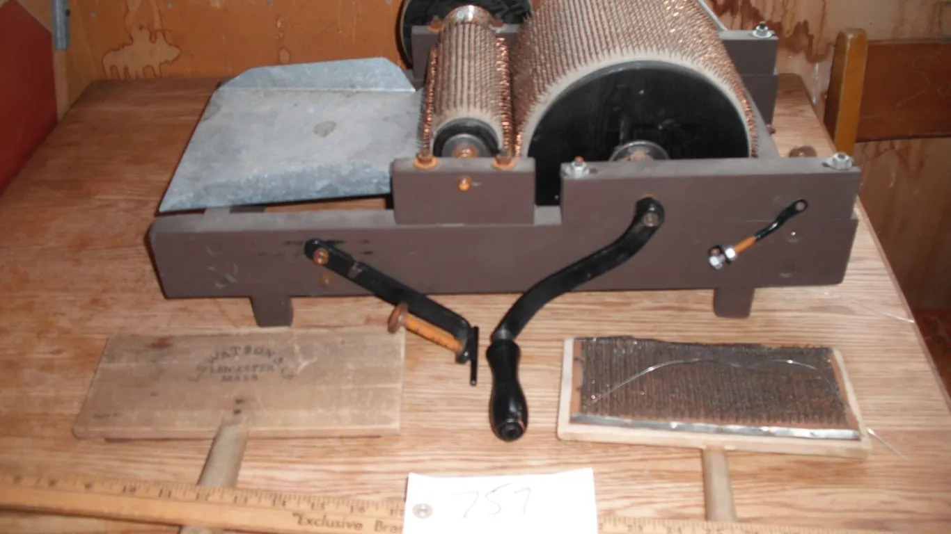 carding machine and 2 wool carders