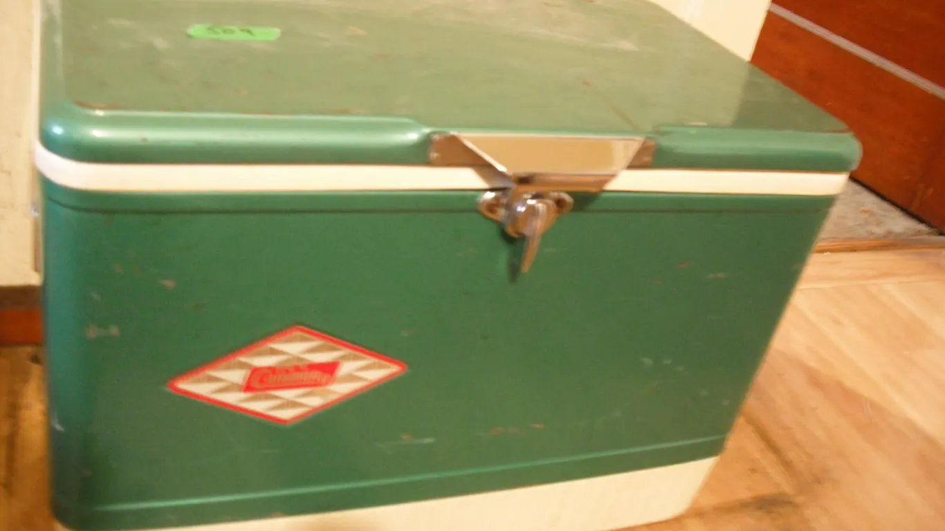 vintage metal Coleman cooler