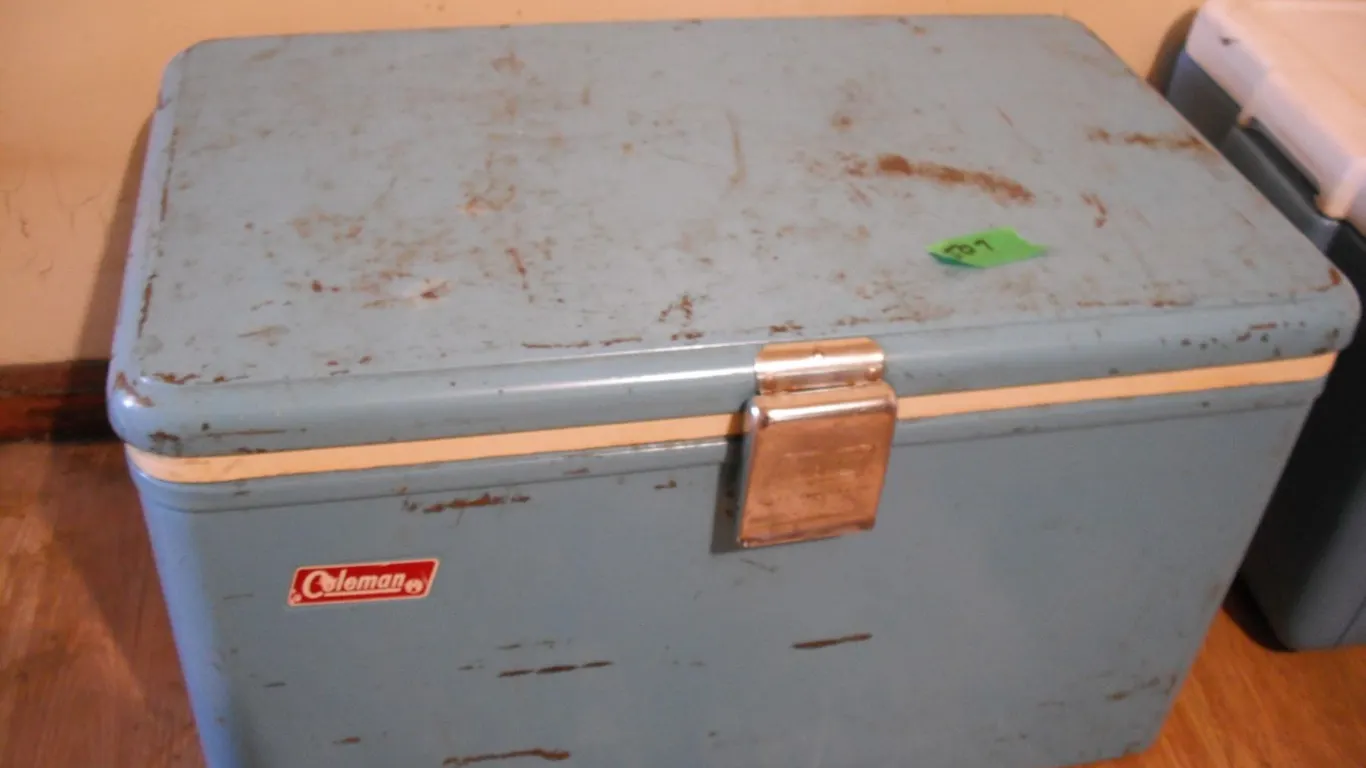 vintage metal Coleman cooler