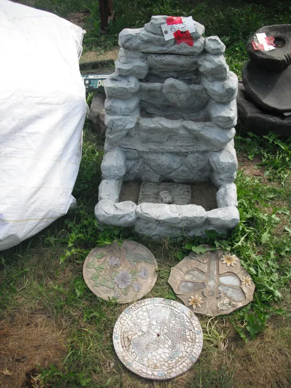 garden fountain (no pump) and stepping stones