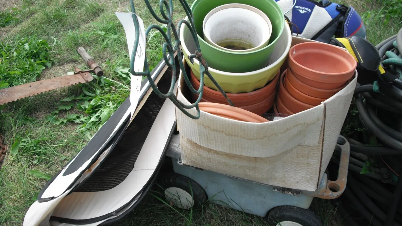 plant pots, cart, sports gear, etc.