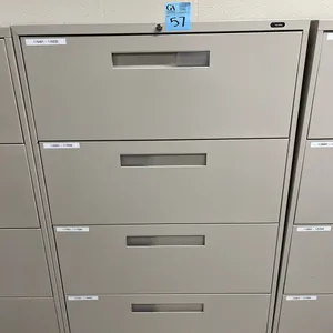 horizontal 4-drawer metal filing cabinet 36”x18”x54”, no key