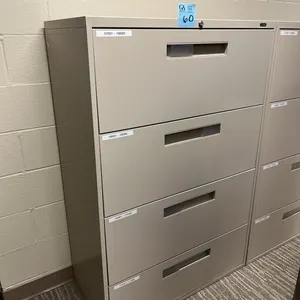 horizontal 4-drawer metal filing cabinet 36”x18”x54”, no key