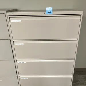 horizontal 4-drawer metal filing cabinet 36”x18”x53”, no key