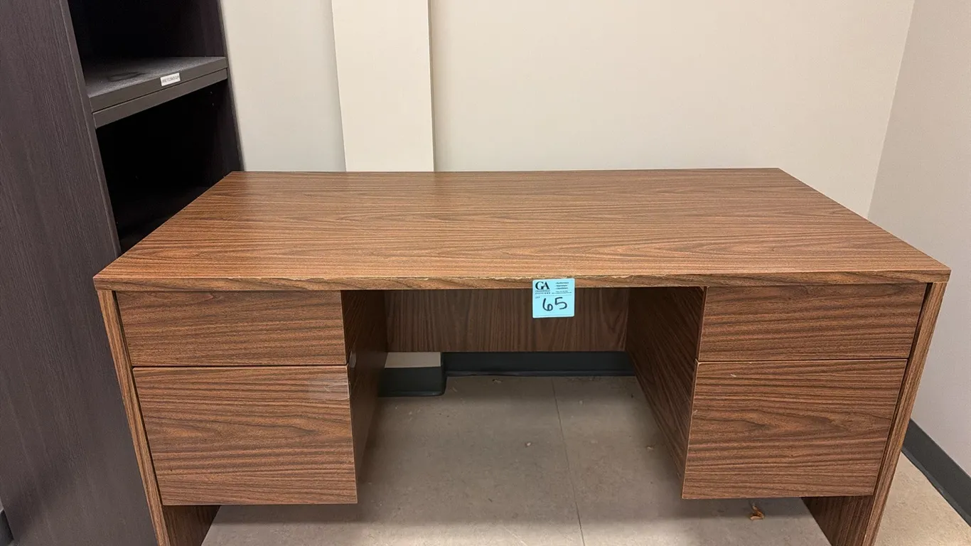 Desk, oak finish, 2 pedestal drawers, 5ft wide x 30” deep x 29” tall