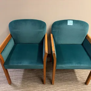 2 Green Velour Armchairs