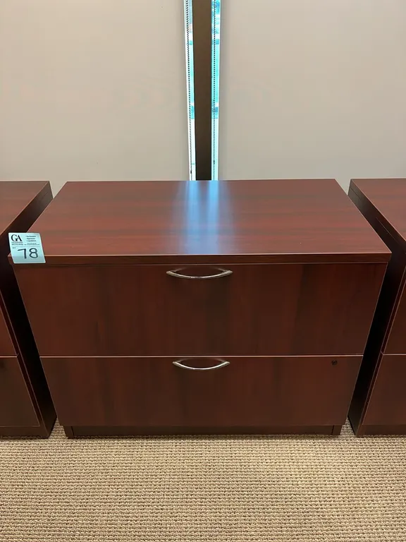 wooden horizontal 2-drawer filing cabinet 36”x20”x28.75”