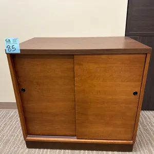 Wood Office Storage Cabinet / Credenza with Sliding Doors & Adjustable Shelf, 30” wide x 28.5” tall x 19” deep