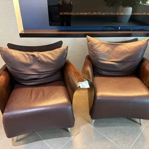 2 Keilhauer Contemporary Brown Leather Lounge / Club Chairs