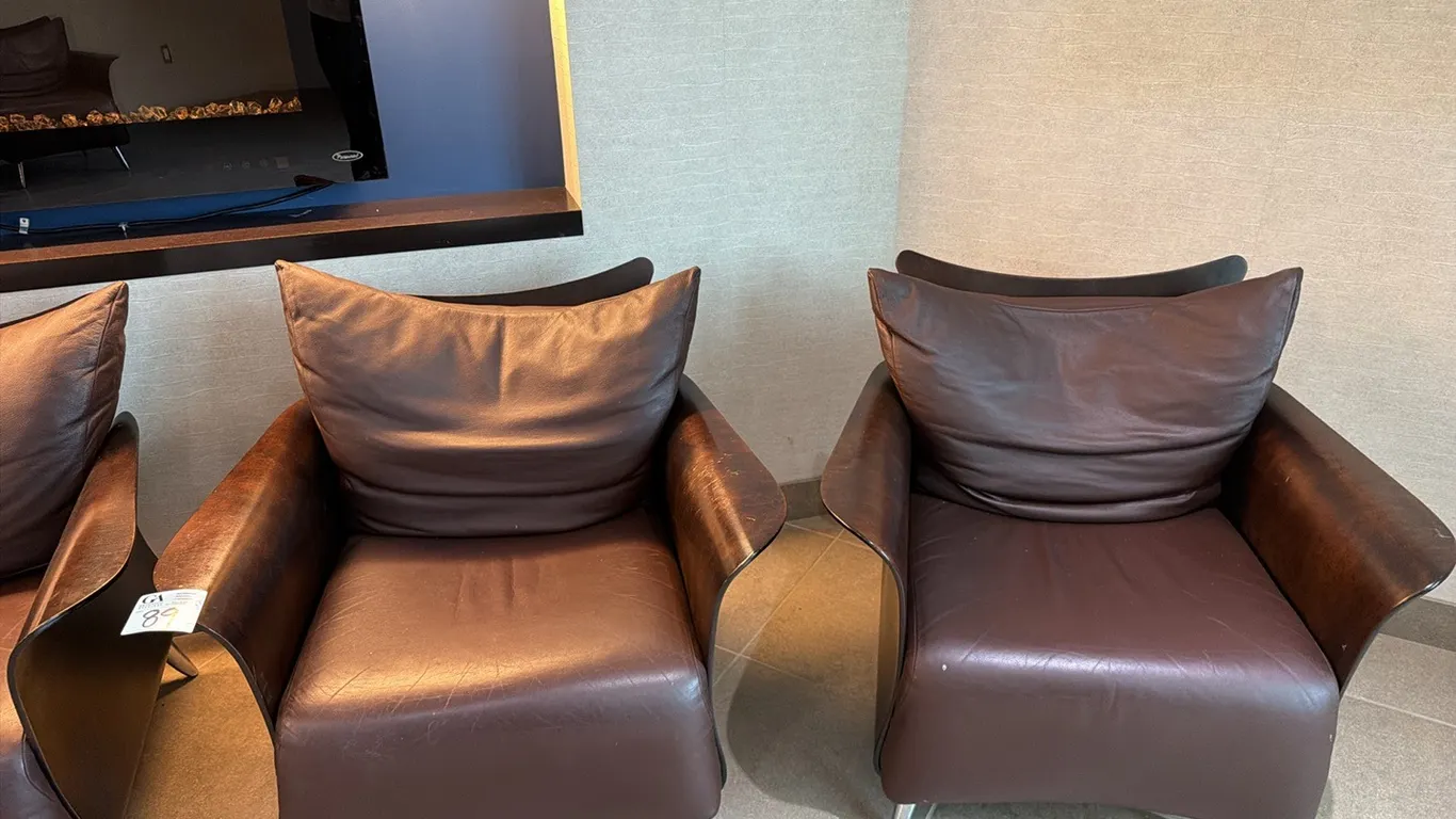 2 Keilhauer Contemporary Brown Leather Lounge / Club Chairs