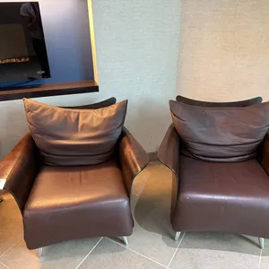 2 Keilhauer Contemporary Brown Leather Lounge / Club Chairs