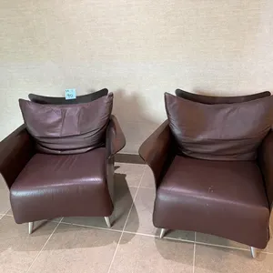2 Keilhauer Contemporary Brown Leather Lounge / Club Chairs
