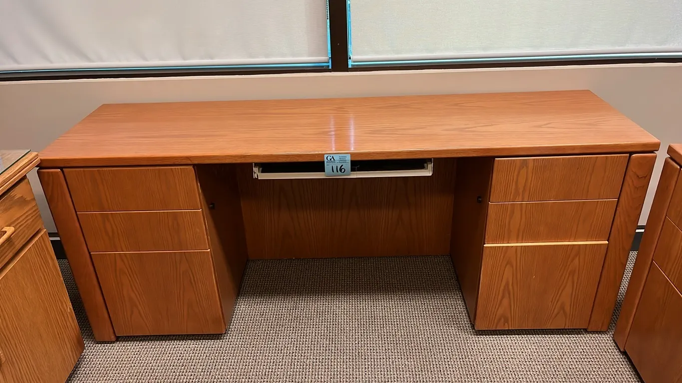 Office Desk 72”x20”x29”, 2 pedestal drawers, matches lot 118