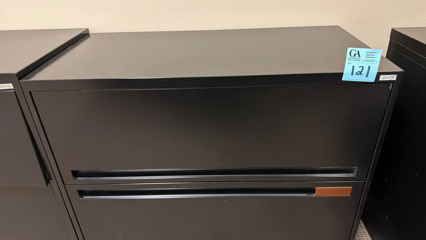 Grand & Toy 2 drawer black filing cabinet, 3’ x 18” x 27” tall