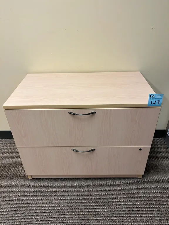 2-drawer horizontal wooden filing cabinet 36”x20”x28.5”, matches lot 124