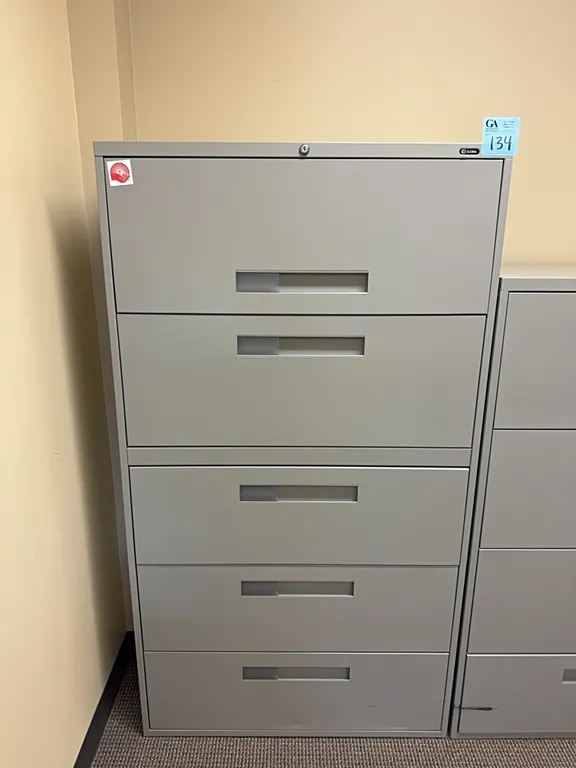 Global 5-drawer vertical metal filing cabinet 36”x18”x66”