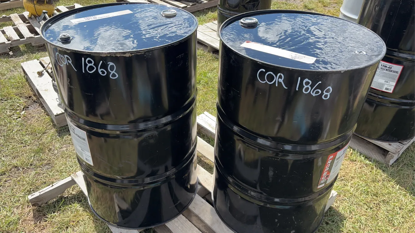 2 - Oil Drums, previously held Engine or Hydraulic Oil Inside *Unreserved*