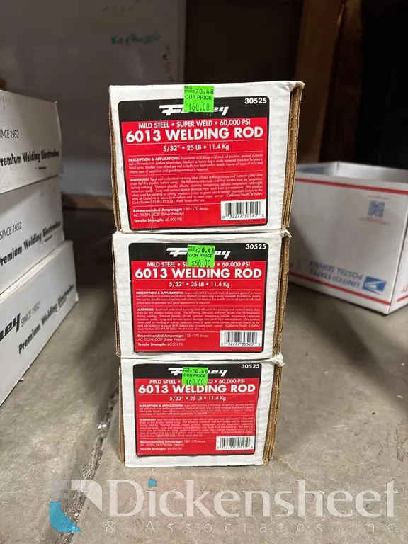 LOT WITH FORNEY 6013 WELDING RODS, (3) BOXES
