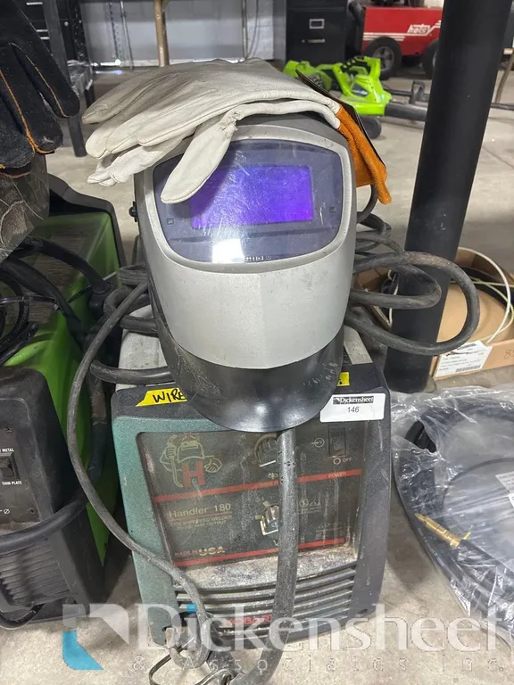 HOBART HANDLER 180 WELDER WITH HELMET AND GLOVES