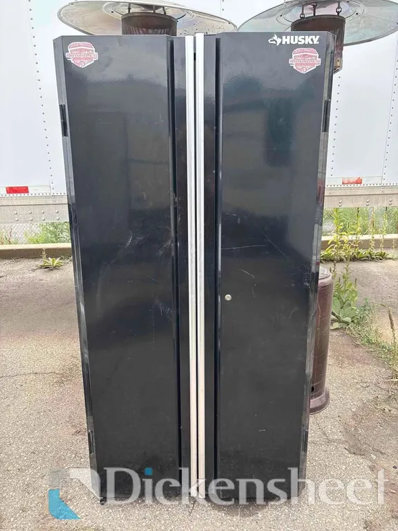 HUSKY 6' BLACK METAL DOUBLE DOOR STORAGE CABINET