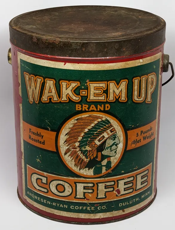 5# PAPER LABEL TIN CAN WAK-EM-UP COFFEE ANDRESEN-RYAN DULUTH MINNESOTA