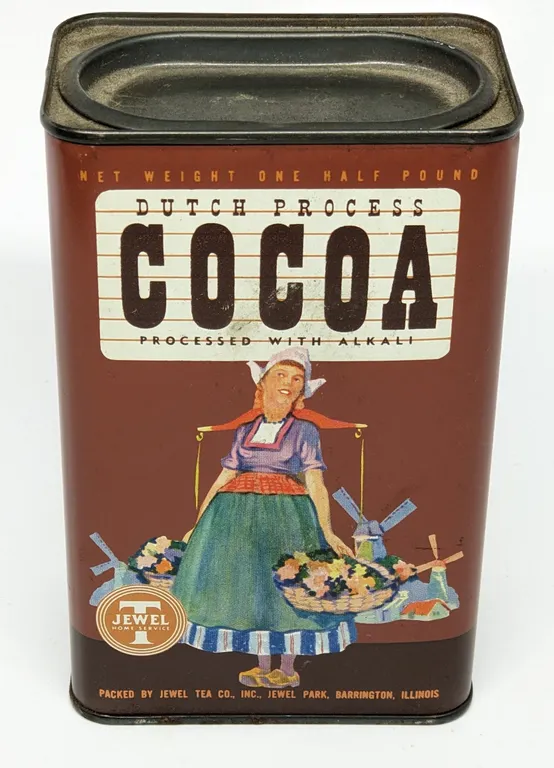 1/2 # TIN LITHO CAN JEWEL TEA CO DUTCH PROCESS COCOA BARRINGTON ILLINOIS