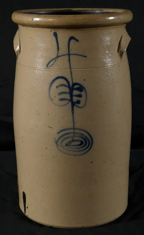 4 GAL RED WING STONEWARE SALT GLAZE RIBCAGE BUTTER CHURN CROCK (SALT GLAZED BOTTOM)