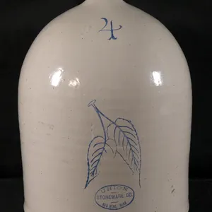 4 GAL RED WING STONEWARE BLUE BIRCHLEAF BEEHIVE CROCK JUG