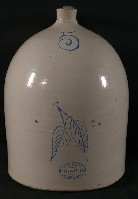 5 GAL RED WING STONEWARE BLUE BIRCHLEAF BEEHIVE CROCK JUG