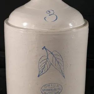 3 GAL RED WING STONEWARE MINNESOTA BOTTOM SIGNED BIRCHLEAF CROCK JUG