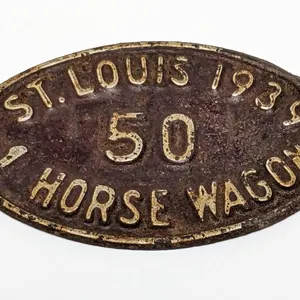 1939 ST LOUIS 1 HORSE WAGON LICENE PLATE #50