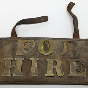 RARE LEATHER LICENSE PLATE "FOR HIRE"