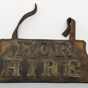 RARE LEATHER LICENSE PLATE "FOR HIRE"